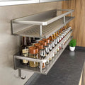 Light luxury kitchen multi-functional storage rack wall-mounted spice rack hole-free seasoning stainless steel wall storage rack