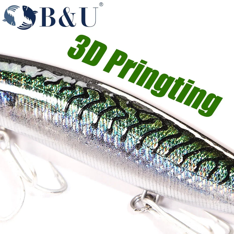 B&U Floating Minnow Jerkbait Lure Long Casting Lipless | SAMAG