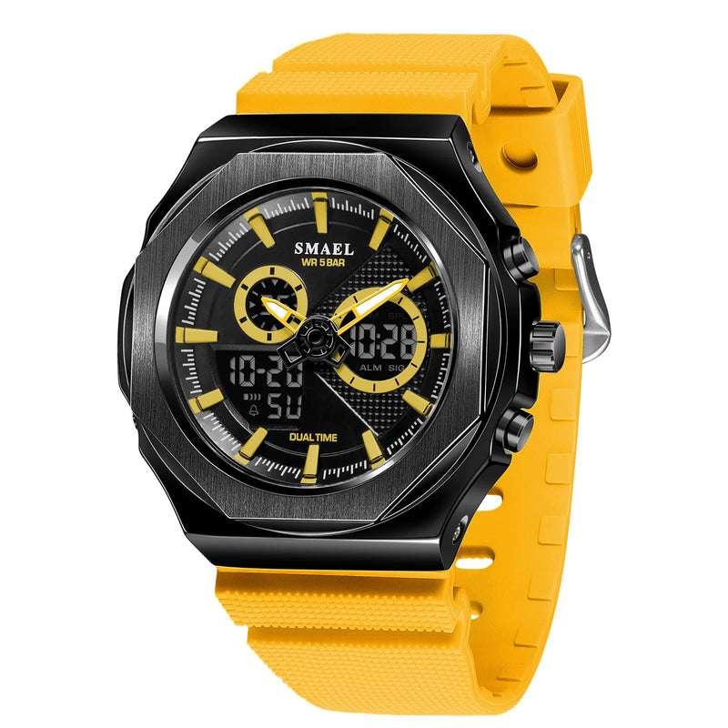 SMAEL Women Dual Display Waterproof Sport Quartz Watch LED Digital Analog Stopwatch Durable Daily Outdoor Casual Wristwatch