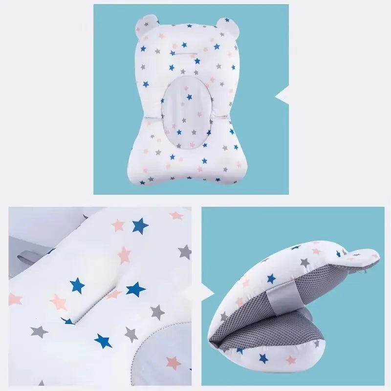 Baby Bath Seat Support Mat Infant Anti-Slip Soft Comfort Body Cushion Foldable Baby Bath Tub Pad Chair Newborn Bathtub Pillow