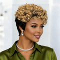 6 Inch Two Tone Ombre Short Curly Pixie Wig Human Hair Pixie Cut Wig for Women Daily Party Use Full Machine Made Wig