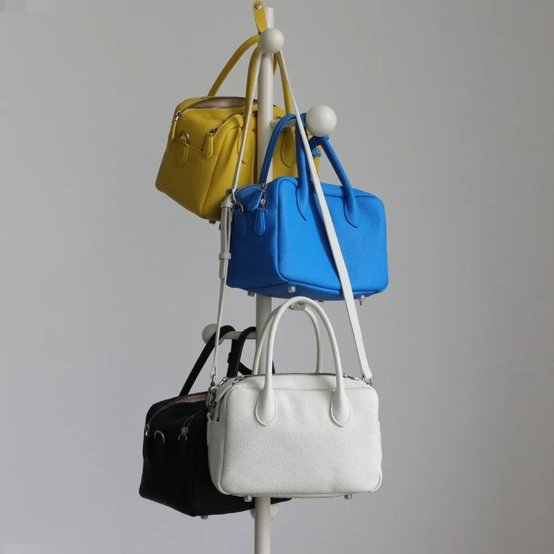 2026 Litchi Texture Ladies Handbag Large Capacity PU Leather Boston Toast Bag Bright Color Waterproof Shoulder Bags for Women