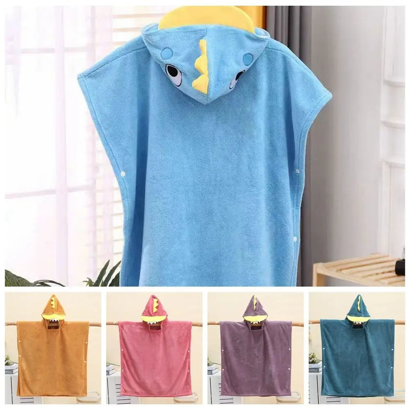 Comfortable Cartoon Baby Bath Towel Quick-Drying with Hat Cartoon Cloak Towel Absorbent Coral Velvet Hooded Bathrobe Children