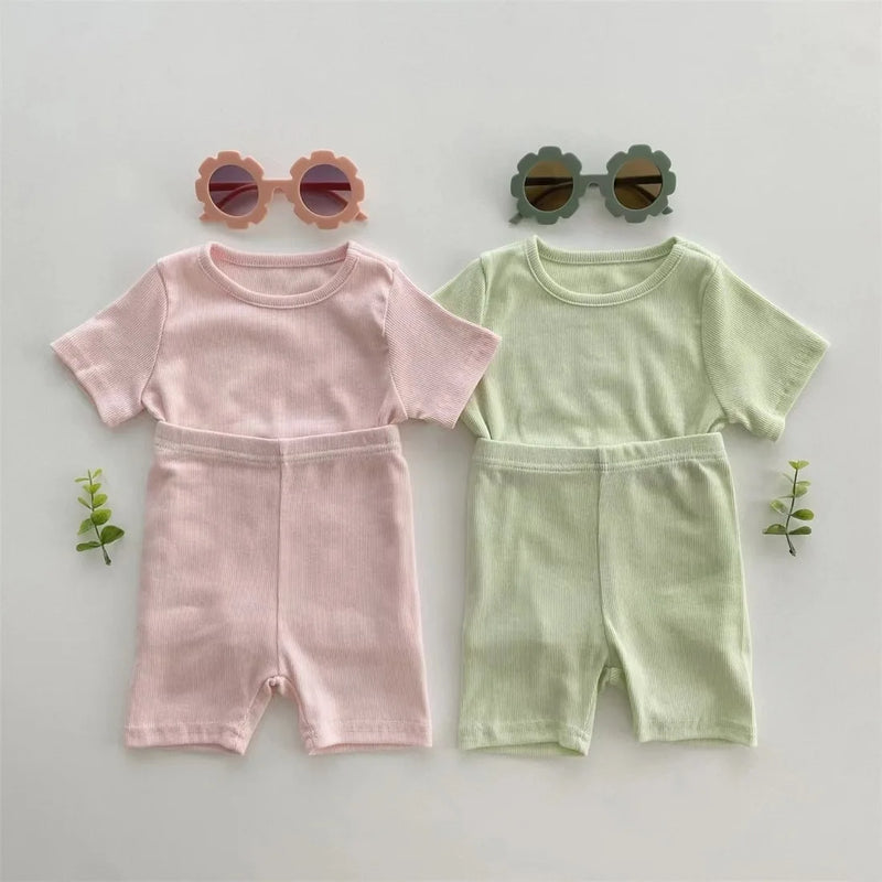 TZ23033 Children Clothing Set Kids Solid T - shirt+Shorts - View 3 | SAMAG