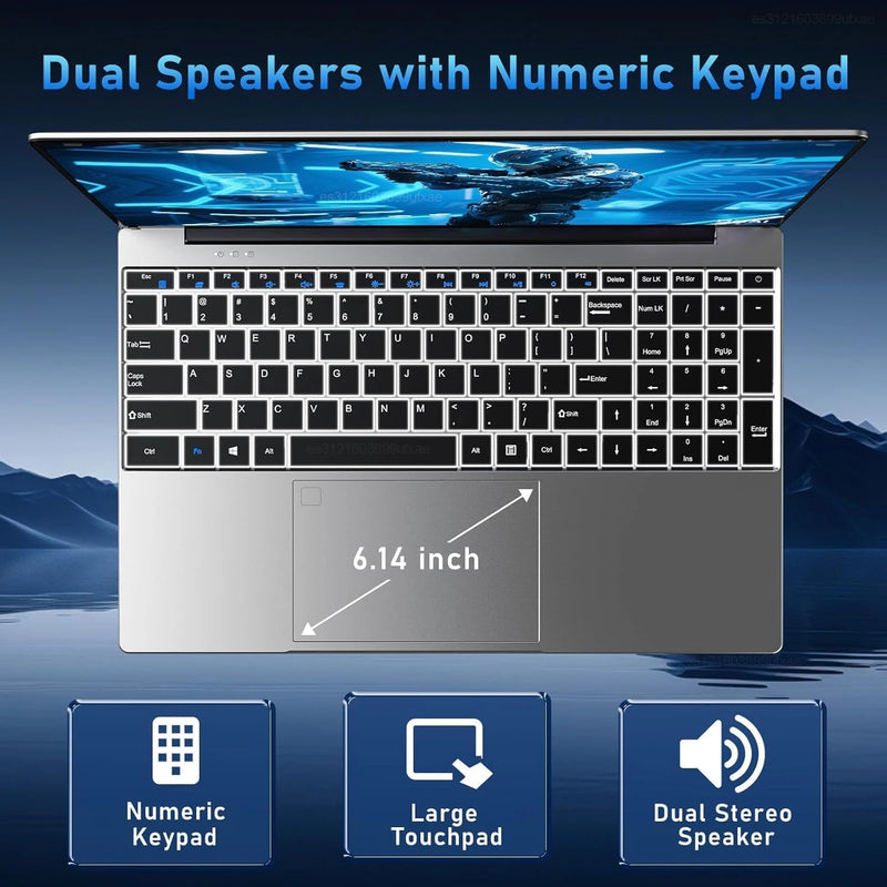 LENO 15.6" Ultra Slim Laptop 32GB 2TB Windows 11 Intel Core i9 9900 Gaming Computer PC Gamer office Fingerprint Unlock Notebook