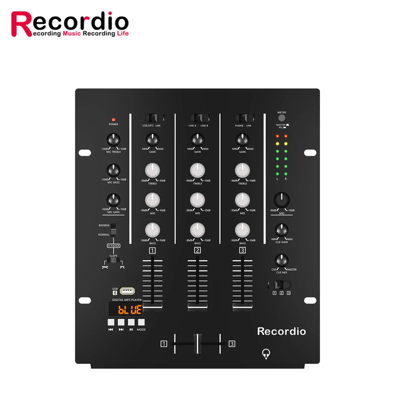 GAX-DM4 OEM  Professional 4-channel Audio Stereo Mixer with Sound Card Home KTV Stage DJ Mixing Console