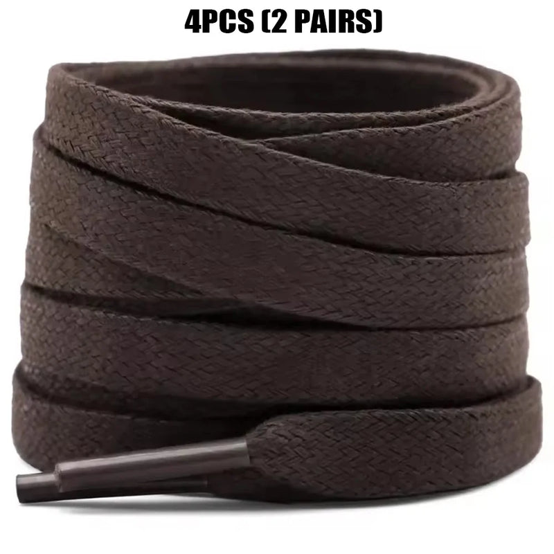 4 Pcs(2 Pairs) Premium Flat Waxed Shoelaces Heavy Duty Replacement Laces for Sneakers Leather Boots Hiking Shoes Men Women