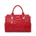 Aidrani Red Genuine Leather Crocodile Tail Boston Bag Women's Fashion Cowhide Handbag Single Shoulder Bag
