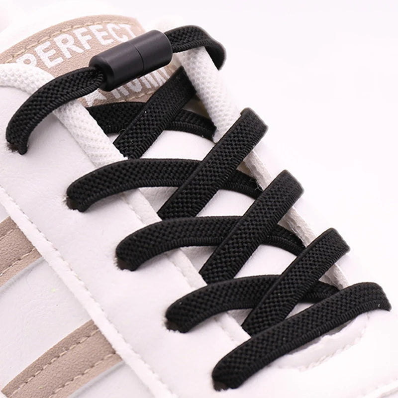 New 1Pair/3Pair Metal Lock Shoe Laces for Sneakers Elastic Stretch No Tie Shoelaces Casual Shoes Running Shoes