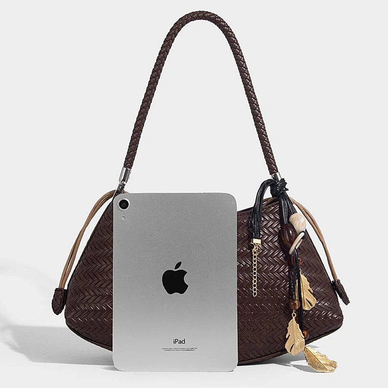 Woven Shoulder Bag for Women Crossbody Tote Bag Handbag 2026 New Vegan Leather Purse Woven Hobo Bag Pendant Versatile Bags