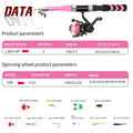 Kids Adult Beginner Fishing Rod Combo Set Saltwater Freshwater Kit with Spinning Rod Reel Carry Bag Anti Slip Handle Easy to Use