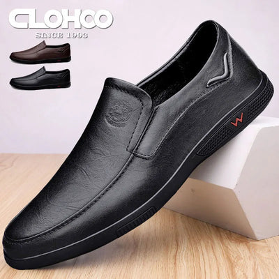 CLOHOO Men's Business Casual Shoes Handmade Layered | SAMAG