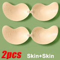 1/2pcsInvisible Women'S Push Up Bra, Backless And Strapless Bra, Front Placket Bra, Underwear, Silicone Self-Adhesive Breast Pad