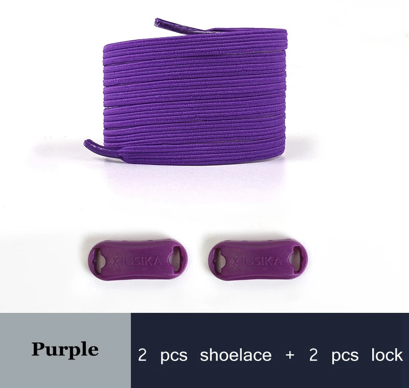 1 Pair No Tie Shoe Laces Elastic Laces for Sneakers Flat Shoelaces Without Ties Shoelace with Lock for Kids Adult Shoestrings
