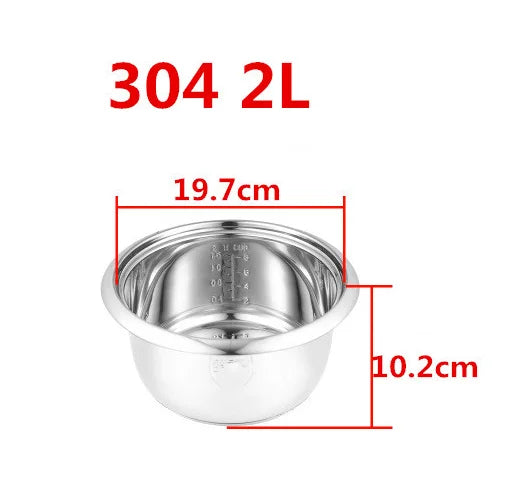 Rice Cooker Liner General Food Stainless Steel Uncoated Thickened 2L3L4L5L6L8L Rice Cooker Inner Pot