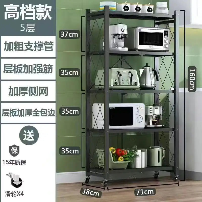Tool - Free Foldable Microwave Storage Shelving, Removable Multi - Layer Kitchen Organizer Rack for Counter - View 12 | SAMAG