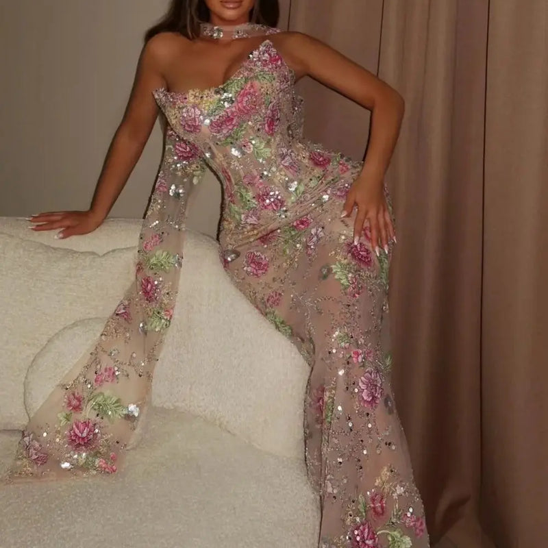 Sansa Customized Sleeveless Prom Dresses Lace Embroidery | SAMAG