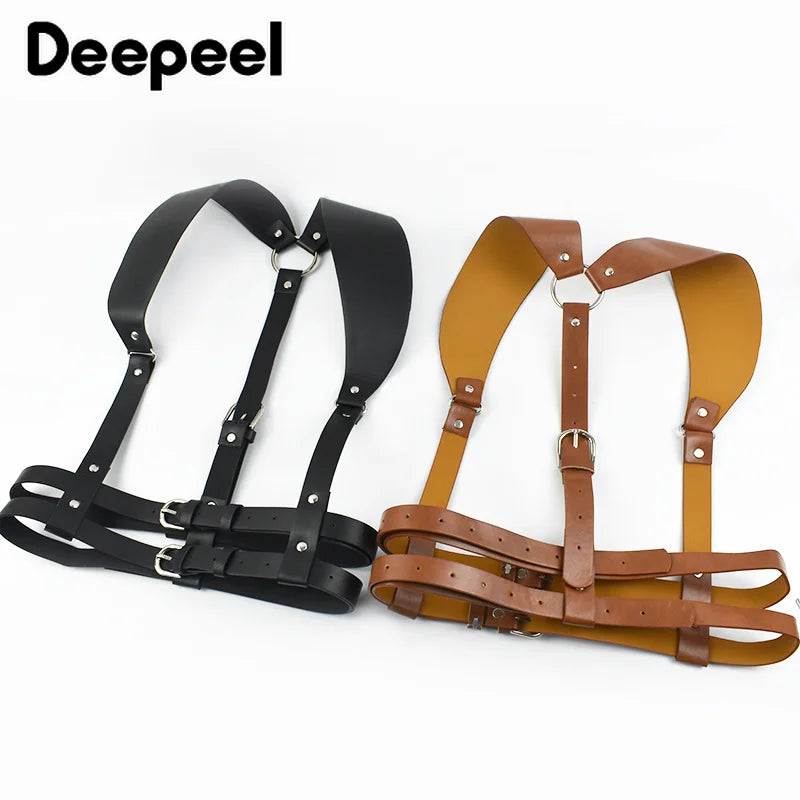 1Pc Women Fashion Punk Harness Belts Harajuku PU Leather Chest  Belt Suspenders for Gothic Waistband Clothing Accessories