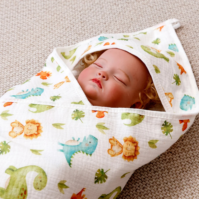 Happyflute Hooded Baby Towel 1Pc Cotton Soft Absorbent Reusable Washable Comfortable Gentle Care Newborn Toddler Bath Wrap