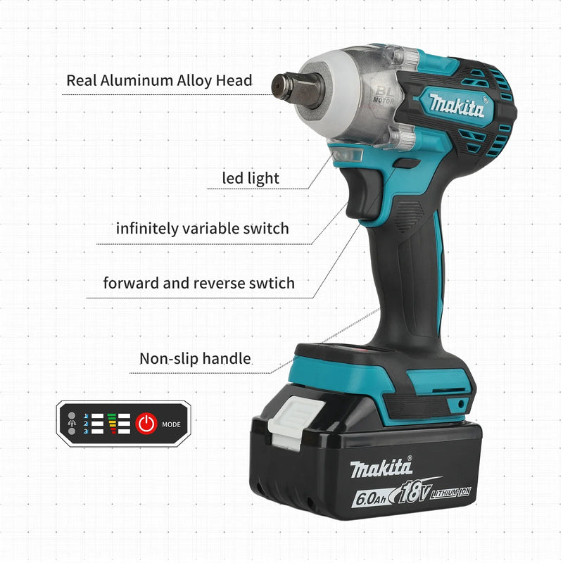 Makita DTW300 Tool Set Brushless Power Large Cordless Wrench 330Nm Torque Wind Cannon Remove Tire Lithium - View 3 | SAMAG