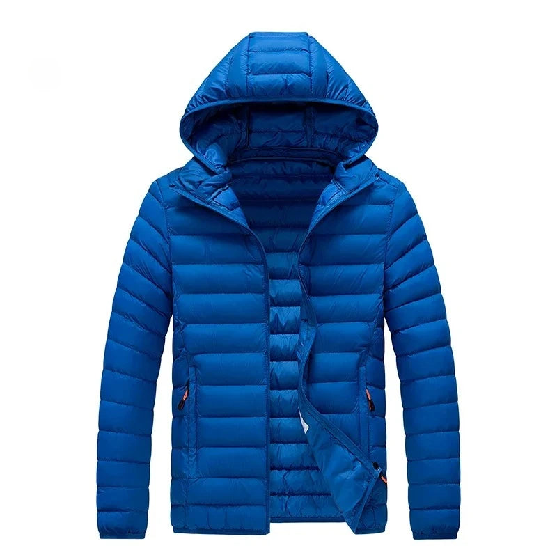 2026 New Men's Lightweight Padded Jacket Hooded Zip-up Parka Male Cotton Down Warm Demi-season Autumn Spring Warm Big Size Coat