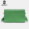 Zency New Soft Plain Color Leather Bag Multiple Pockets Women's Bag Genuine Leather Shoulder Crossbody Versatile Commuting Bag