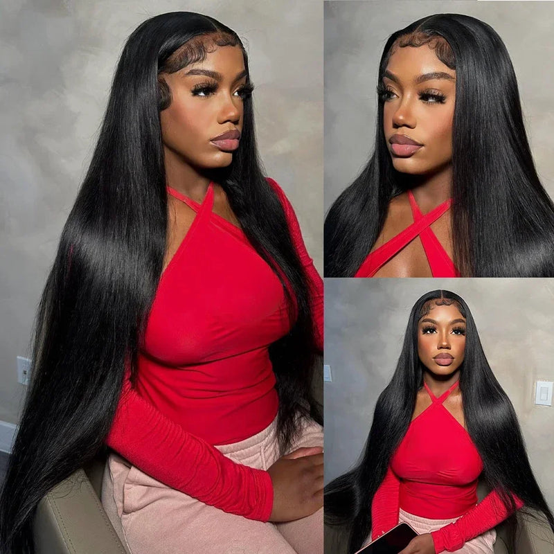 40 46 Inch 200 Density 13x4 13x6 Full Frontal 360 HD Transparent Lace Long Straight 5x5 Closure Human Hair Pre plucked Wigs