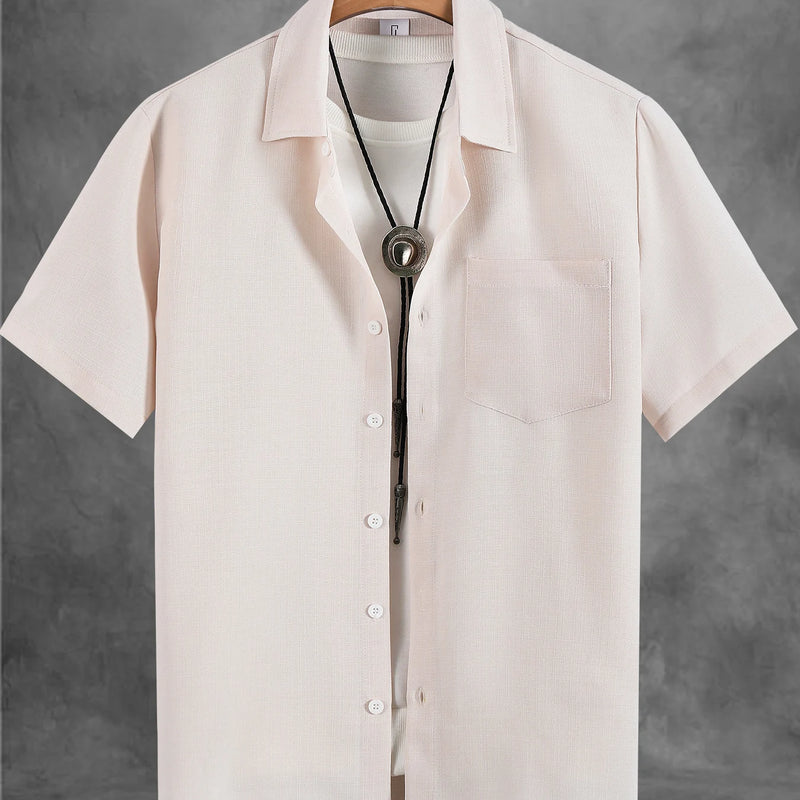 Men's Casual Linen Short Sleeve Shirts Drip Outfits Man | SAMAG