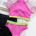 Sexy Mesh Tankini Patchwork High Waist Swimsuit O-neck | SAMAG