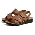 Maden Men's Summer Outdoor Sandals 2-in-1 Beach Slides Synthetic Leather Business Casual Driving Shoes Brown Adjustable Sandals