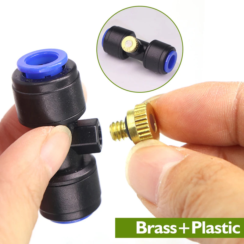 0.7MM Brass Nozzle 60W Self-Priming Pump Timing Misting Spray Kit for Garden Plants Farm Automatic Atomization Cooling System