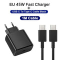 45W PD Fast Charging For Samsung S22 S23 Ultra Note10 Plus Mobile Phone USB Type C Cable Fast Quick Charging Wall Adapter