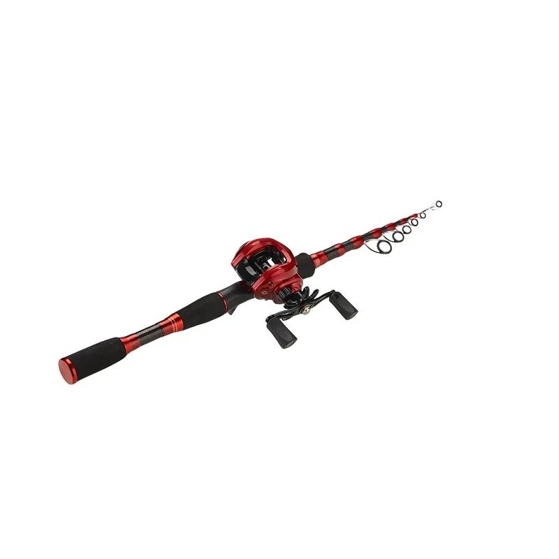 DEUKIO Fishing Rod Reel Combo 1.8M 2.1M 2.4M Carbon Fiber Casting Rod and 7.2:1 Gear Ratio Left Handle Baitcasting Reel
