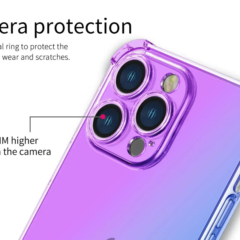 Gradient Airbag TPU Case For iPhone 16e 15 Pro Max 14 13 12 Mini 11 XR XS SE 8 7 Plus Cover Shockproof Fundas Coque Shell Capa