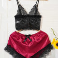 Women Satin Pajama Set Robe Lace Lingerie Sexy Silk | SAMAG