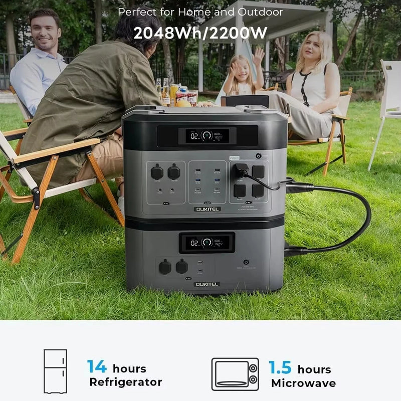 OUKITEL B2000 Expansion Battery 2048Wh LiFePO4 Extra Battery Pack for BP2000 BP2000 Pro, 3500+ Cycles, 100W USB-C, DC Output, Home Backup RV Camping