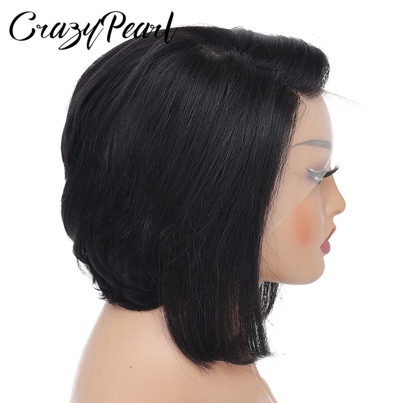 CrazyPearl Natural Color Short Lace Front Pixie Cut Wig Human Hair 13X4 Lace Frontal Wigs Short Wig Human Haair Pixie Cut Wig