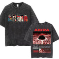 Washed Retro Japanese Anime Akira Print 100%Cotton Men Woment T-shirt Summer Autumn Daily Sports Party Casual Loose Short Sleeve