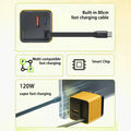 3 In 1 120W GaN Charger USB Type C Fast Charging Phone Charger Adapter With Retractable USB C Cable Wall Plug For iPhone Huawei