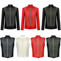 Men's Gold Embroidery Jacket Medieval Retro Blazers Gothic Steampunk Vintage Coat  Vest Hussar Military Drummer Parade Uniform