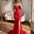 Sweetheart Strapless Lace Mermaid Evening Dresses Pleated | SAMAG