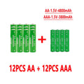 1.5V Rechargeable AA    AAA 4.8-3.8Ah Battery For Torch Toys Clock MP3 Player Replace Ni-Mh Battery