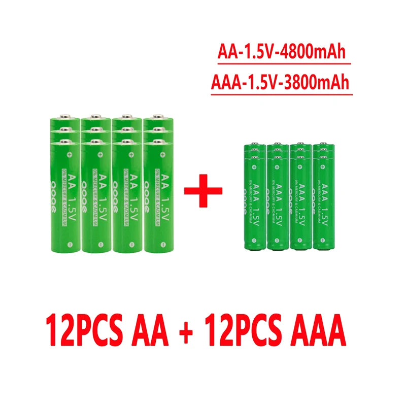 1.5V Rechargeable AA    AAA 4.8-3.8Ah Battery For Torch Toys Clock MP3 Player Replace Ni-Mh Battery