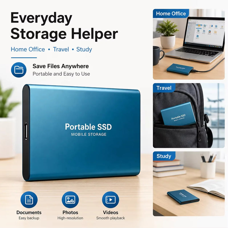 New Arrival Portable SSD USB3.2 Type-C High-speed Solid State Drive External Storage Hard Disk  ﻿