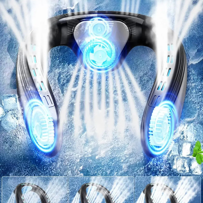 2024 New Neck Air Conditioner Portable Neck Fan Rechargeable Semiconductor Cooling Bladeless Fan Wearable Cooler multi purpose