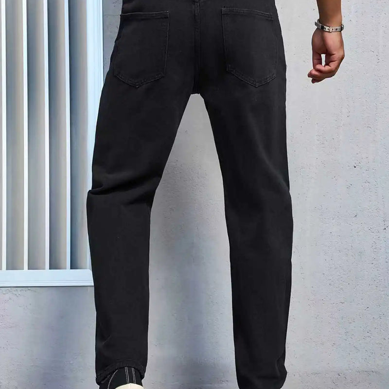 Men's Casual Solid Black Regular fit Jeans | SAMAG
