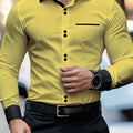 Men's Business Color Block Collar Long Sleeve Shirt, Slim | SAMAG