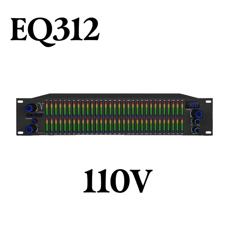 Paulkitson EQ312 Professional Digital 2U 31-band Graphic Audio Equalizer Processor Home Karaoke Speaker Management System