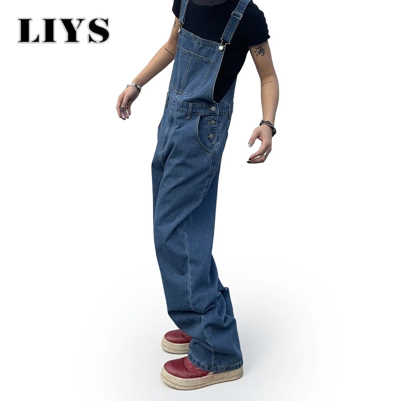 Overalls for Men Denim Suspenders Simple Baggy Jeans | SAMAG