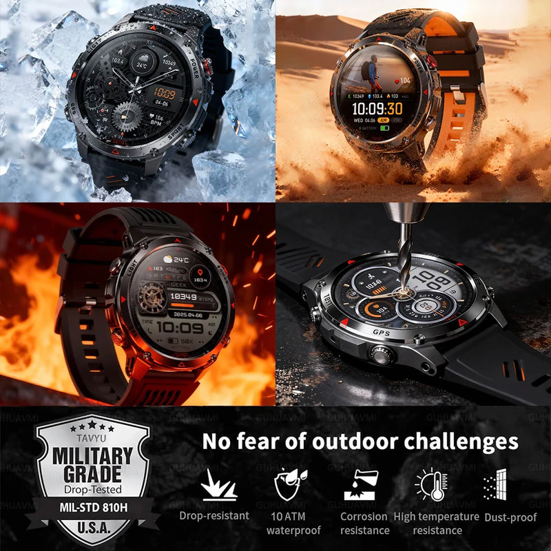 HT37 T-Rex 3 Pro Military GPS Smart Watch Waterproof Dual-band GNSS Compass Altimeter Swim 170 Sports Mode Watch with Flashlight